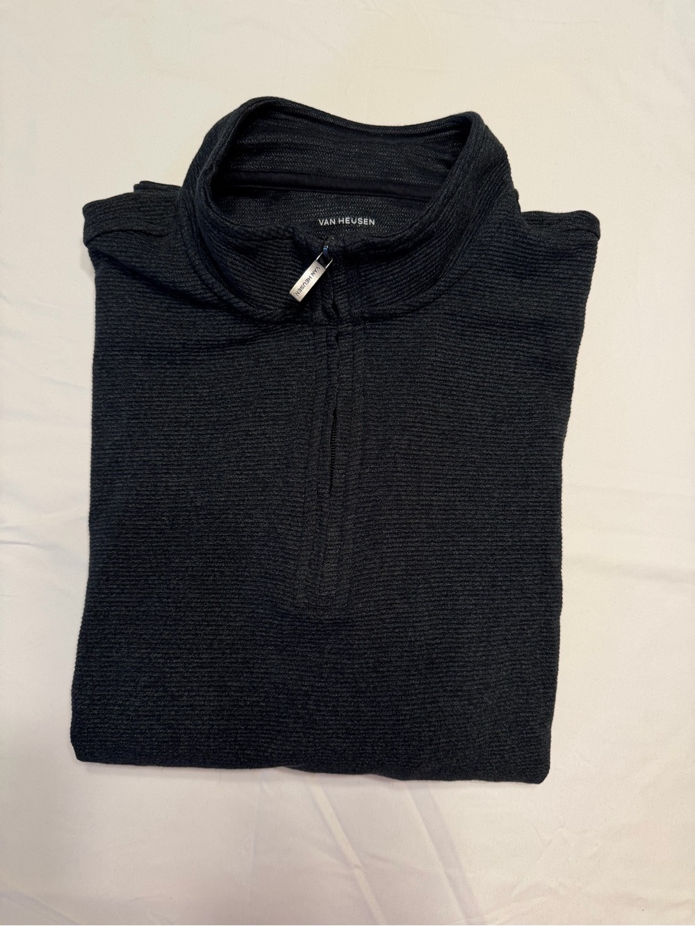 Van Heusen Men's Black Gray Quarter-Zip Sweater Large Classic Fit